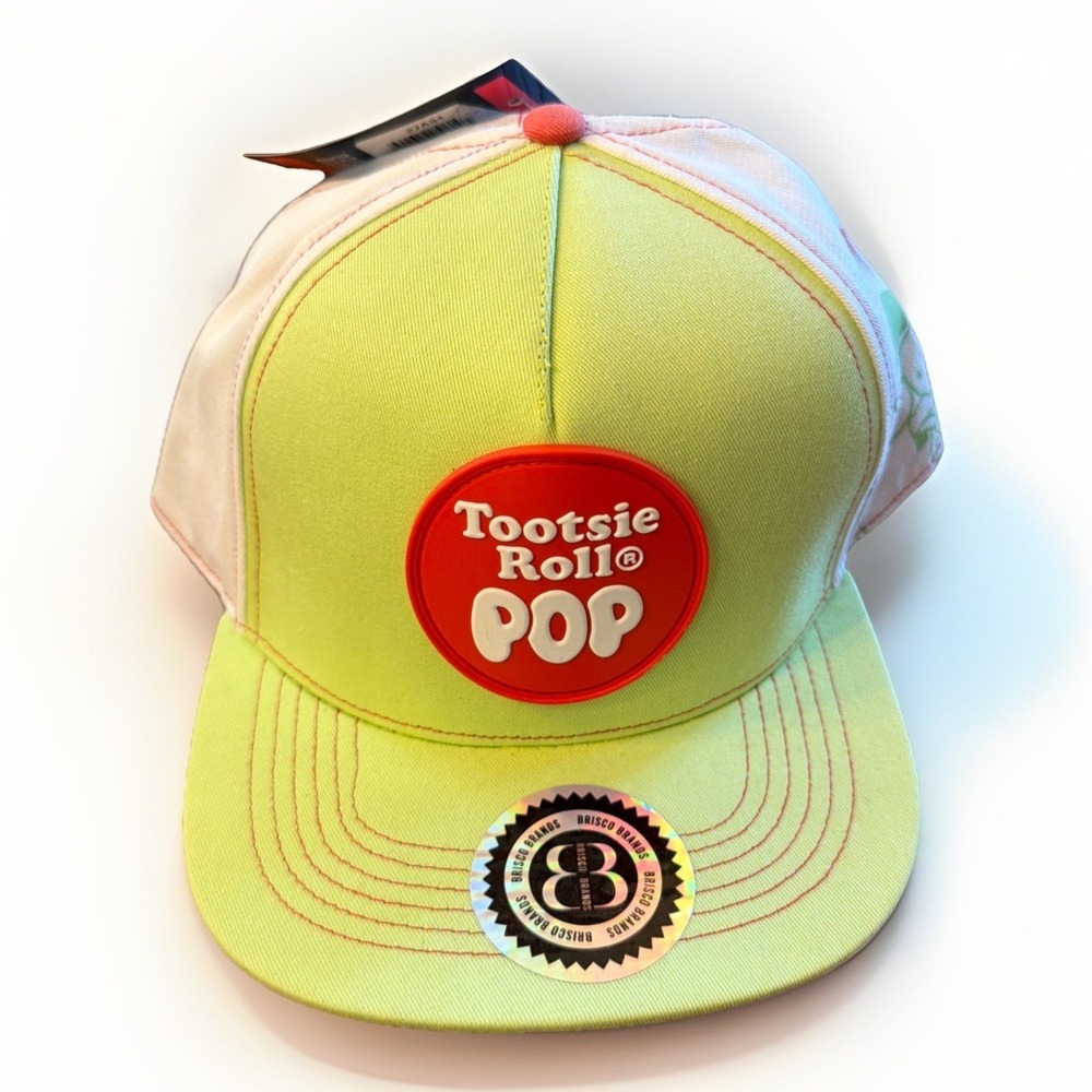Tootsie Roll Pop Adjustable Snapback Hat Yellow White Red Candy Theme NWT